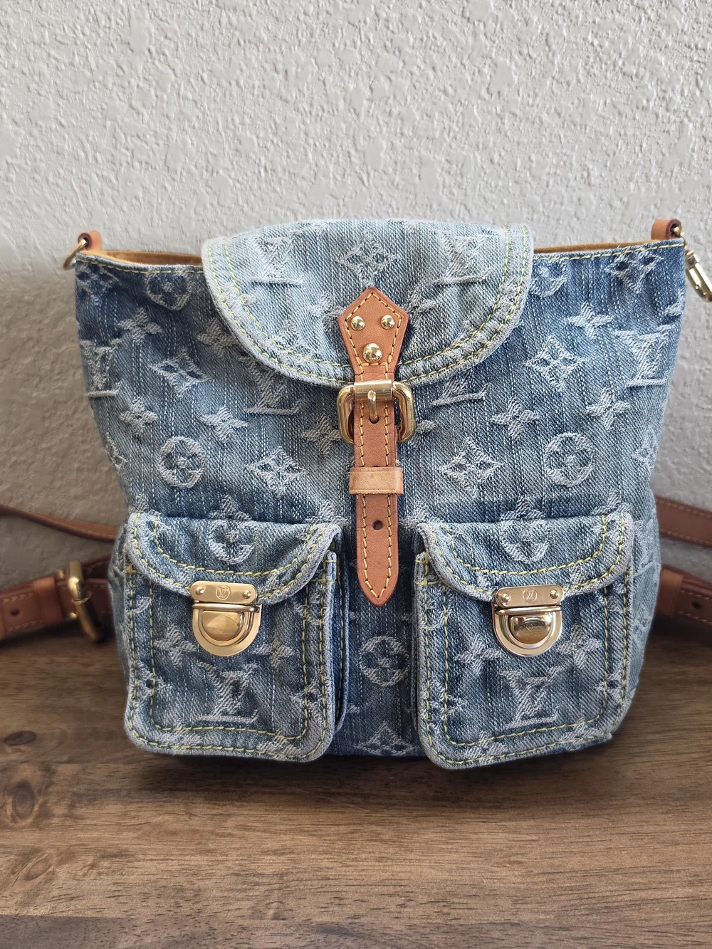Louis Vuitton Blue Denim Mini Backpack with Vachetta Leather Trim